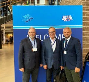 The Director of ENWA Group Mr. Bjorn Dorum and the Aquaculture Sales Manager Mr. Stig Allan Brandvik with our Global Sales Director Mr. Vassilis Sklavounos